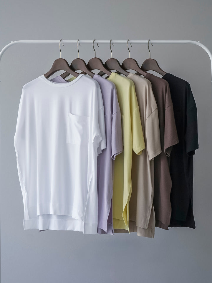 [SET]UVカット&ドライ加工ポケット付きTシャツ+ベルトアシンメトリーダメージデニム(2set)