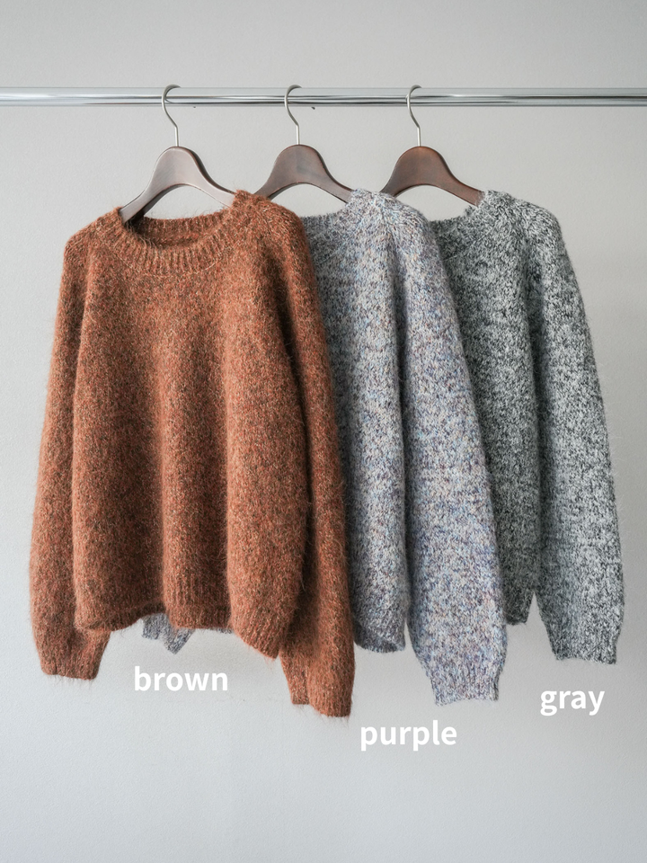 [SET]ロゴラベルミックスヤーンニットプルオーバー+チュールボリュームスカート(2set)