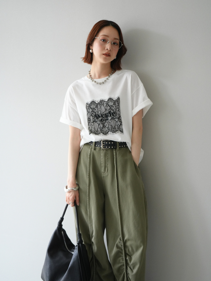 [SET]レースコラージュロゴTシャツ+選べるアクセセット(2set)