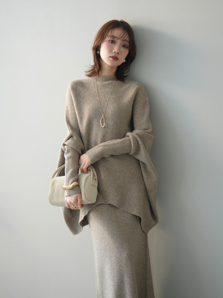 [SET]ウール混ドルマンニット&スカートSET UP(2set)
