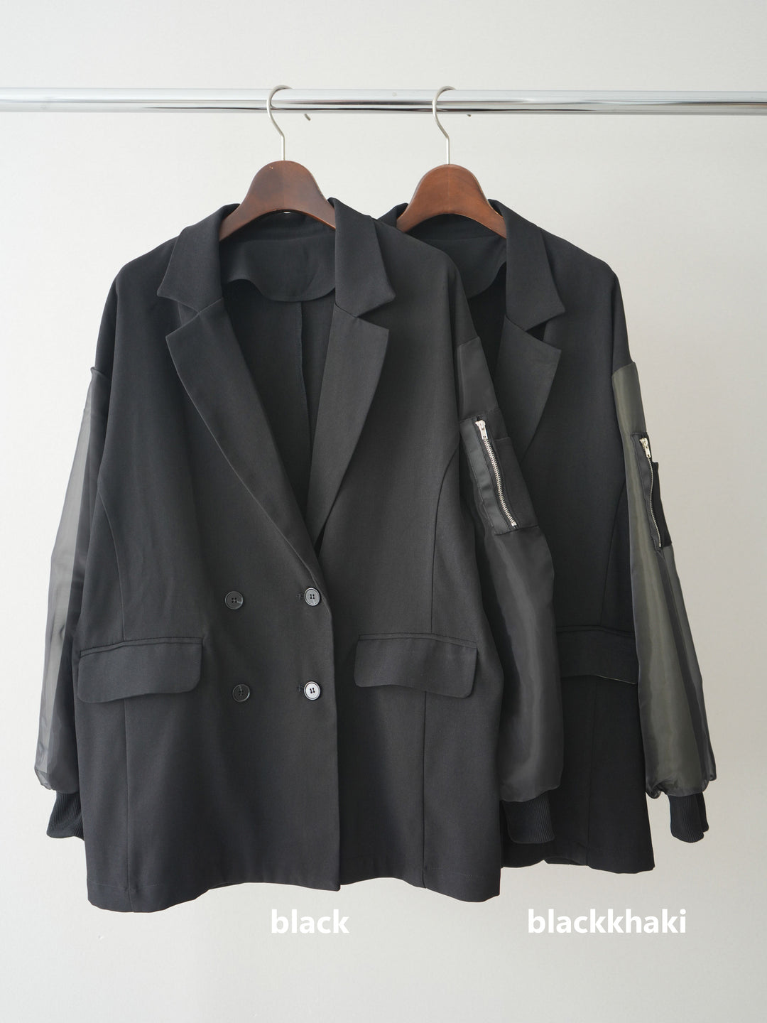 [SET]MA-1ドッキングデザインジャケット+シフォンレイヤードアシンメトリーレースキャミソール+ハイウエストフレアデニムパンツ(3set)