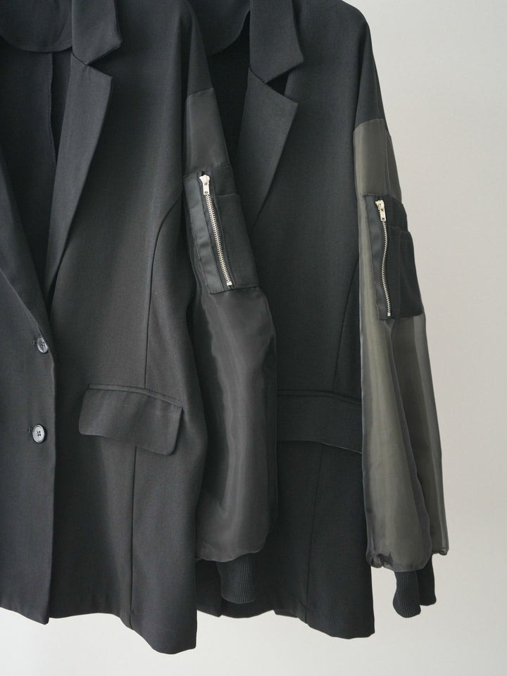 [SET]MA-1ドッキングデザインジャケット+カップ付テレコリブベアキャミソール(2set)