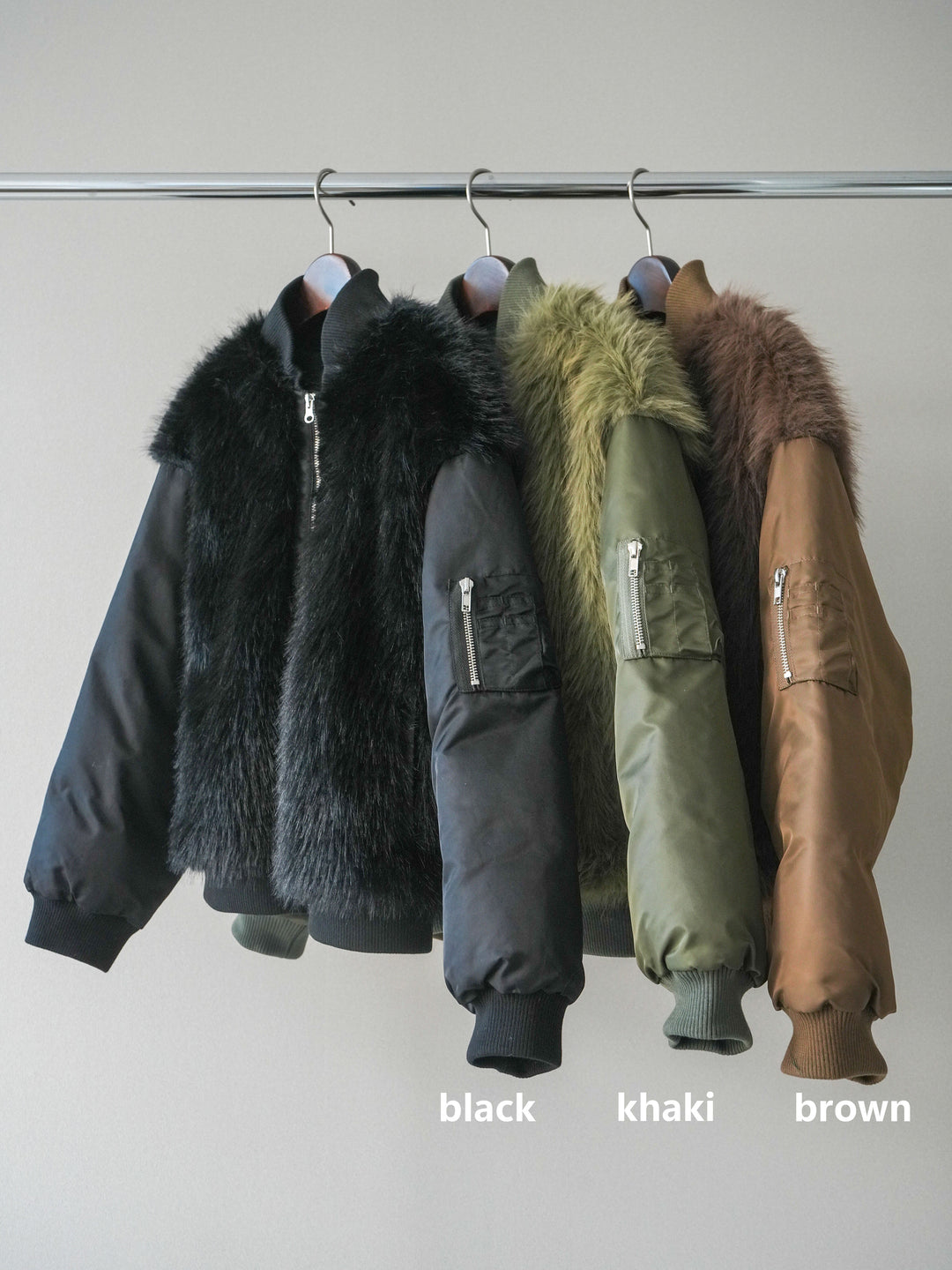 [SET]ファードッキングMA-1+アニマル柄ベルト付きウールタッチワイドパンツ(2set)