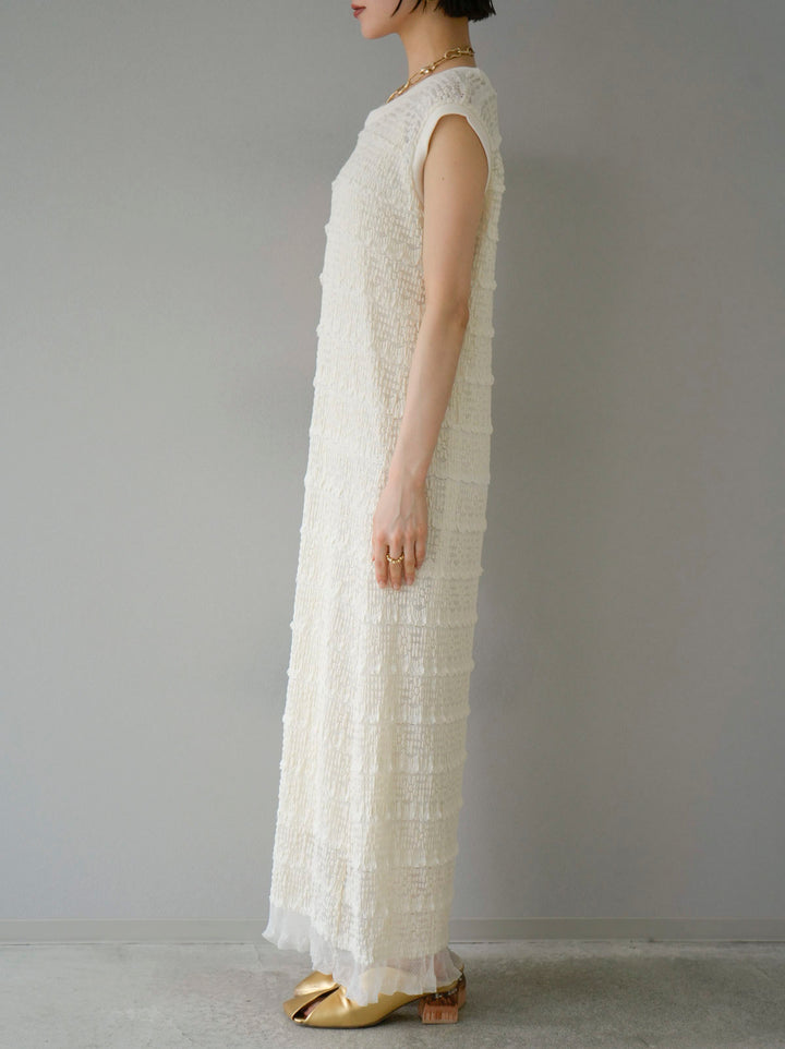 [Pre-order] Border Lace Sleeveless Dress/Ivory