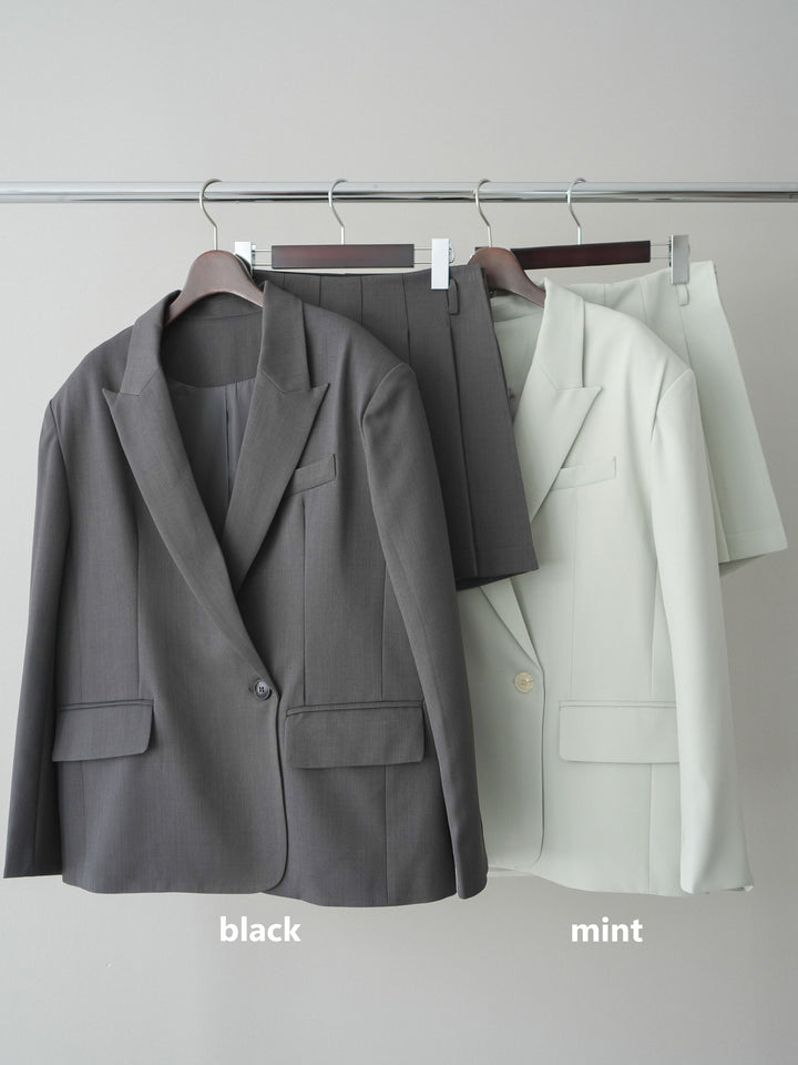 [SET]オーバージャケット＆キュロットSETUP+ビックカラーラッフルレーストップス(2set)