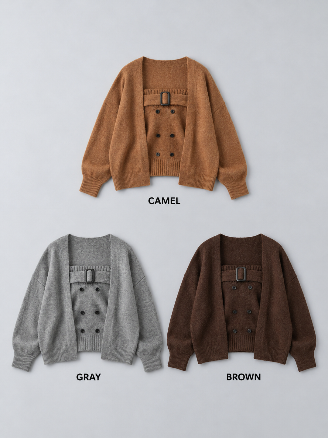 [SET]ニットカーデ＆ニットベアトップSET UP(2SET)+ツイルタックワイドパンツ(2set)