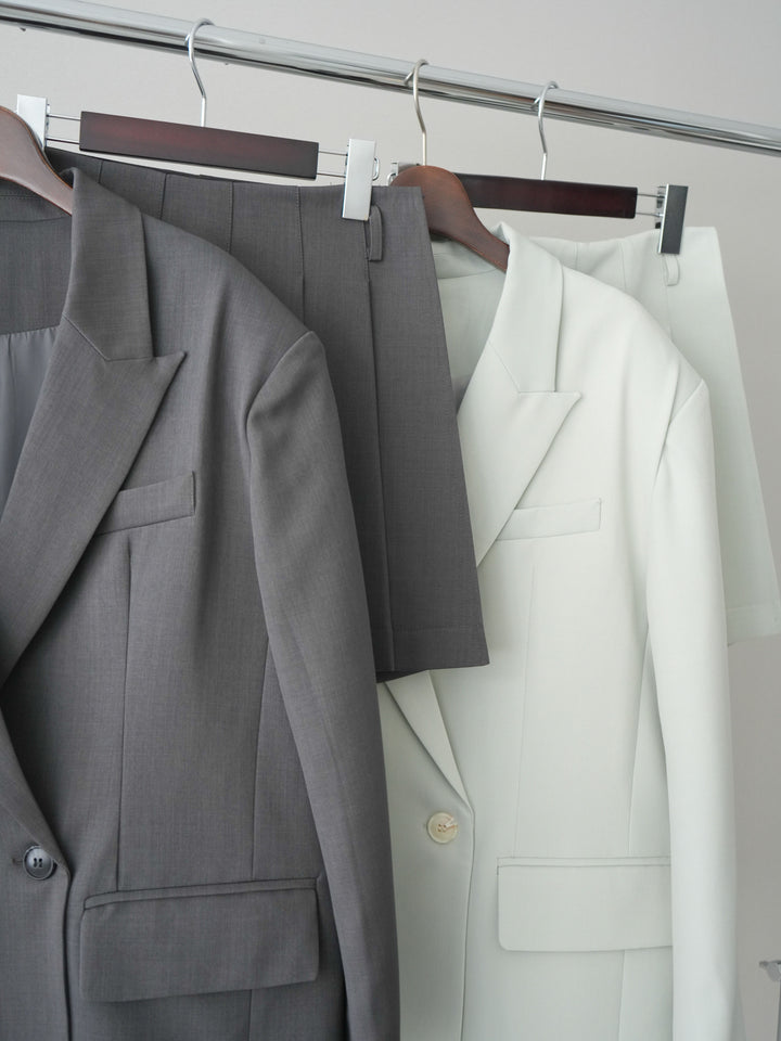 [SET]オーバージャケット＆キュロットSETUP+ビックカラーラッフルレーストップス(2set)