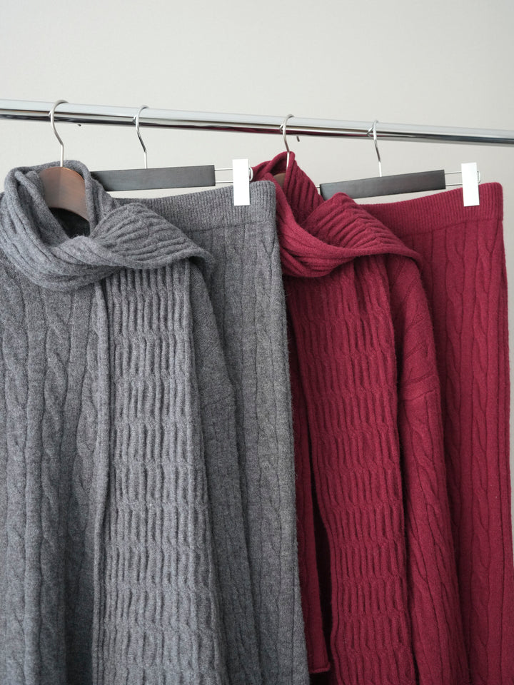 [SET]ストール付ケーブルニットプルオーバー&ロングスカートSET UP+ストール付ケーブルニットプルオーバー&ロングスカートSET UP(2set)