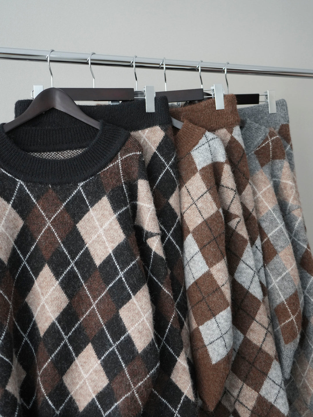 [SET]アーガイルニットプルオーバー&ロングスカートSET UP+アーガイルニットプルオーバー&ロングスカートSET UP(2set)