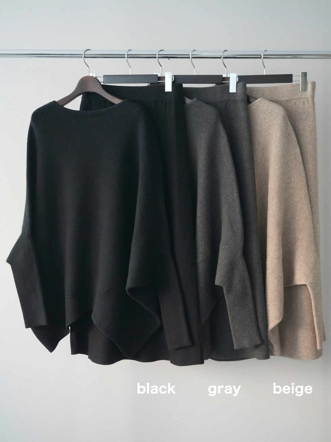 [SET]ウール混ドルマンニット&スカートSET UP(2set)