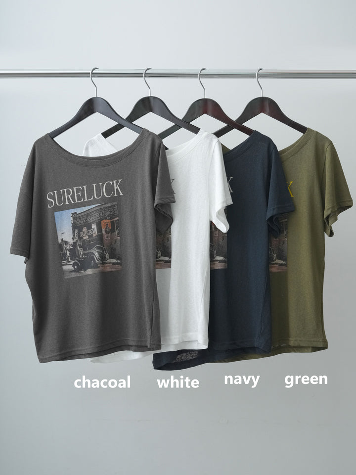 [SET]ワイドネックプリントTEE+ワイドネックプリントTEE(2set)