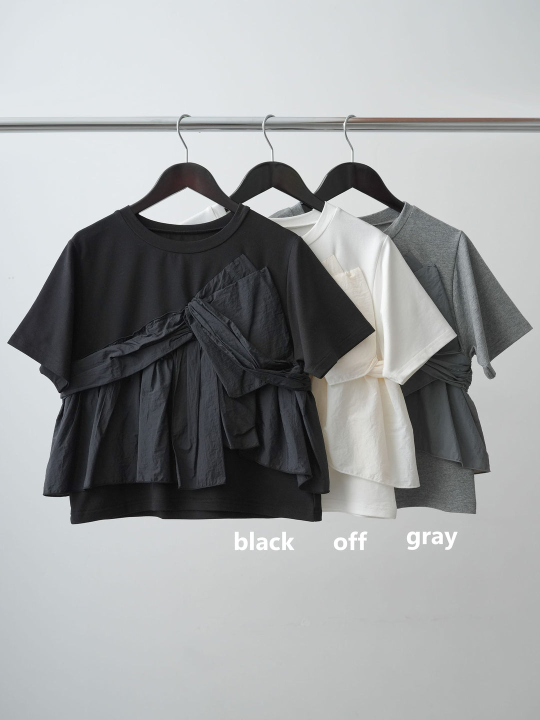 [SET]ナイロンドッキングツイストTEE +ストーンウォッシュルーズフィットデニム(2set)