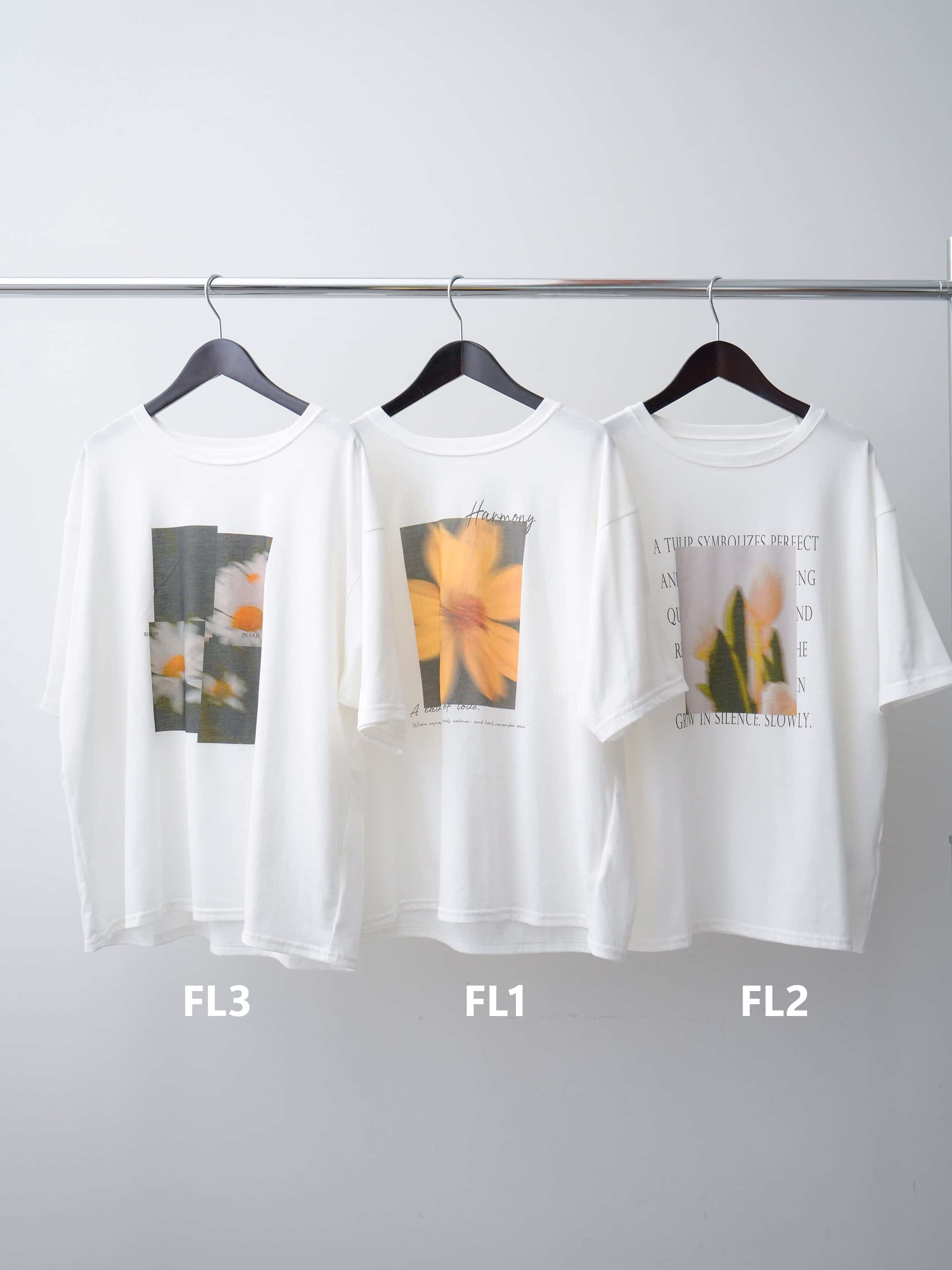 SET]フラワーフォトTEE+フラワープリントIラインギャザースカート(2set