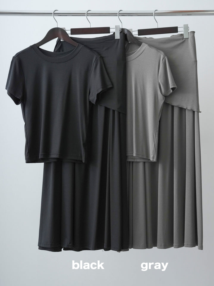 [SET]ストール付コンフォートTEE＆フレアスカートSET UP(2SET)+ストール付コンフォートTEE＆フレアスカートSET UP(2SET)(2set)