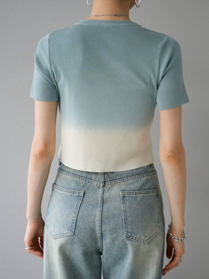 [Pre-order] Gradient knit T-shirt/Blue