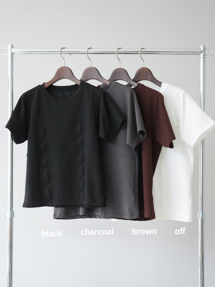 [SET]ビスチェデザインTシャツ+ジップタックワイドパンツ(2set)