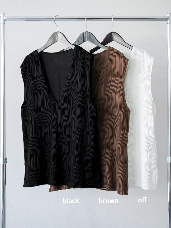 [SET] 波浪滾邊V領背心 + 波浪滾邊V領背心 (2套)