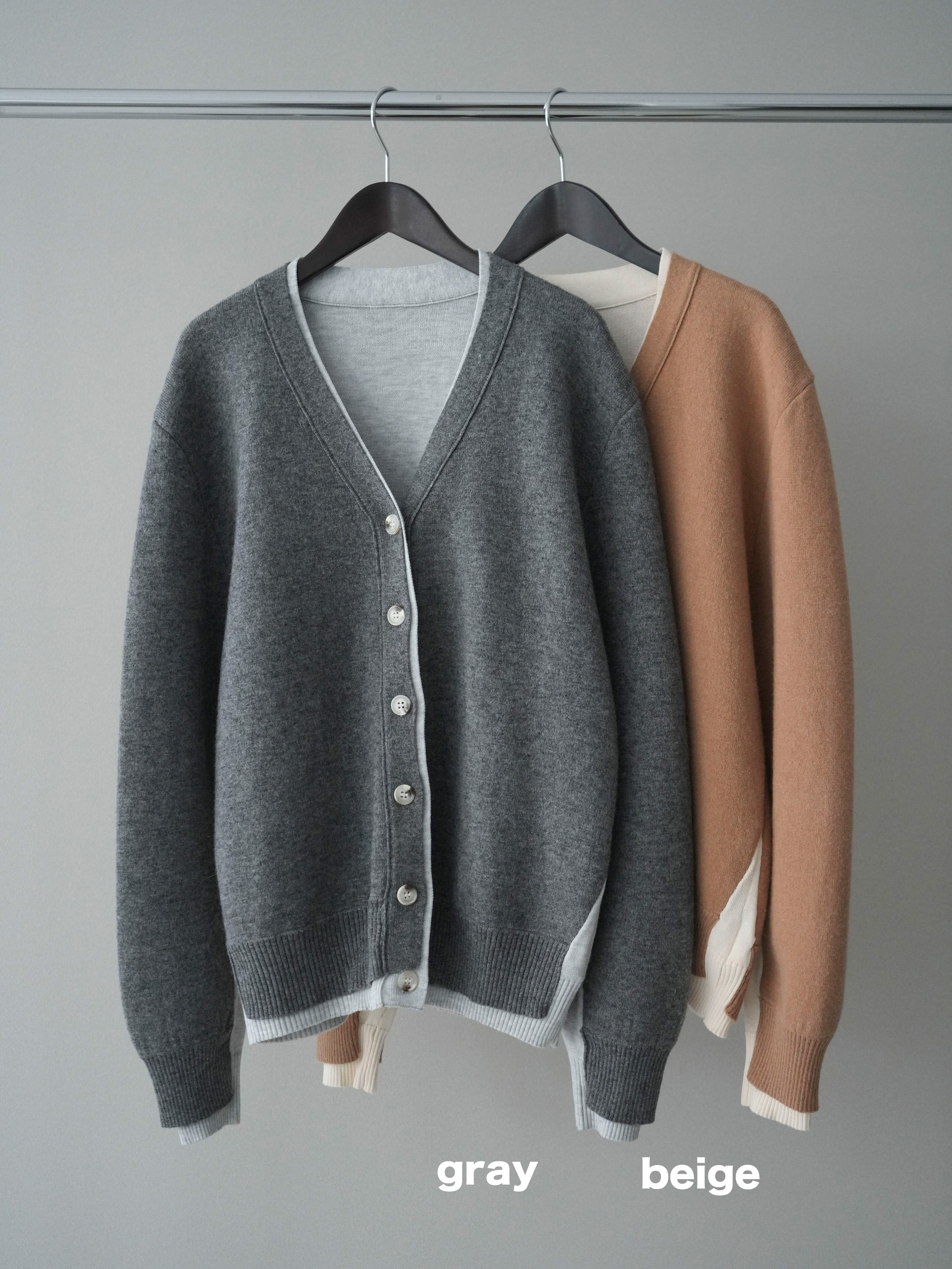 SET]配色レイヤードVネックニットカーディガン+配色レイヤードVネック