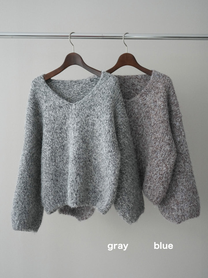 [SET]Vネックミックスヤーンニットプルオーバー+Vネックミックスヤーンニットプルオーバー(2set)