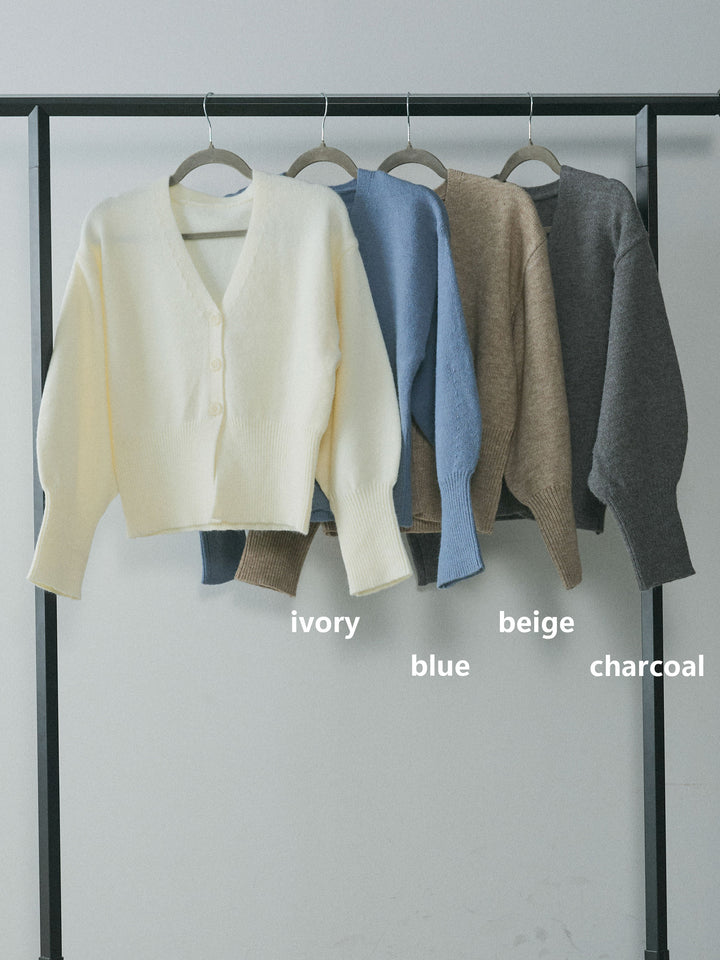 【Allure】[SET]アルパカタッチVネックカーディガン+スカーフ付ワイドパンツ(2set)