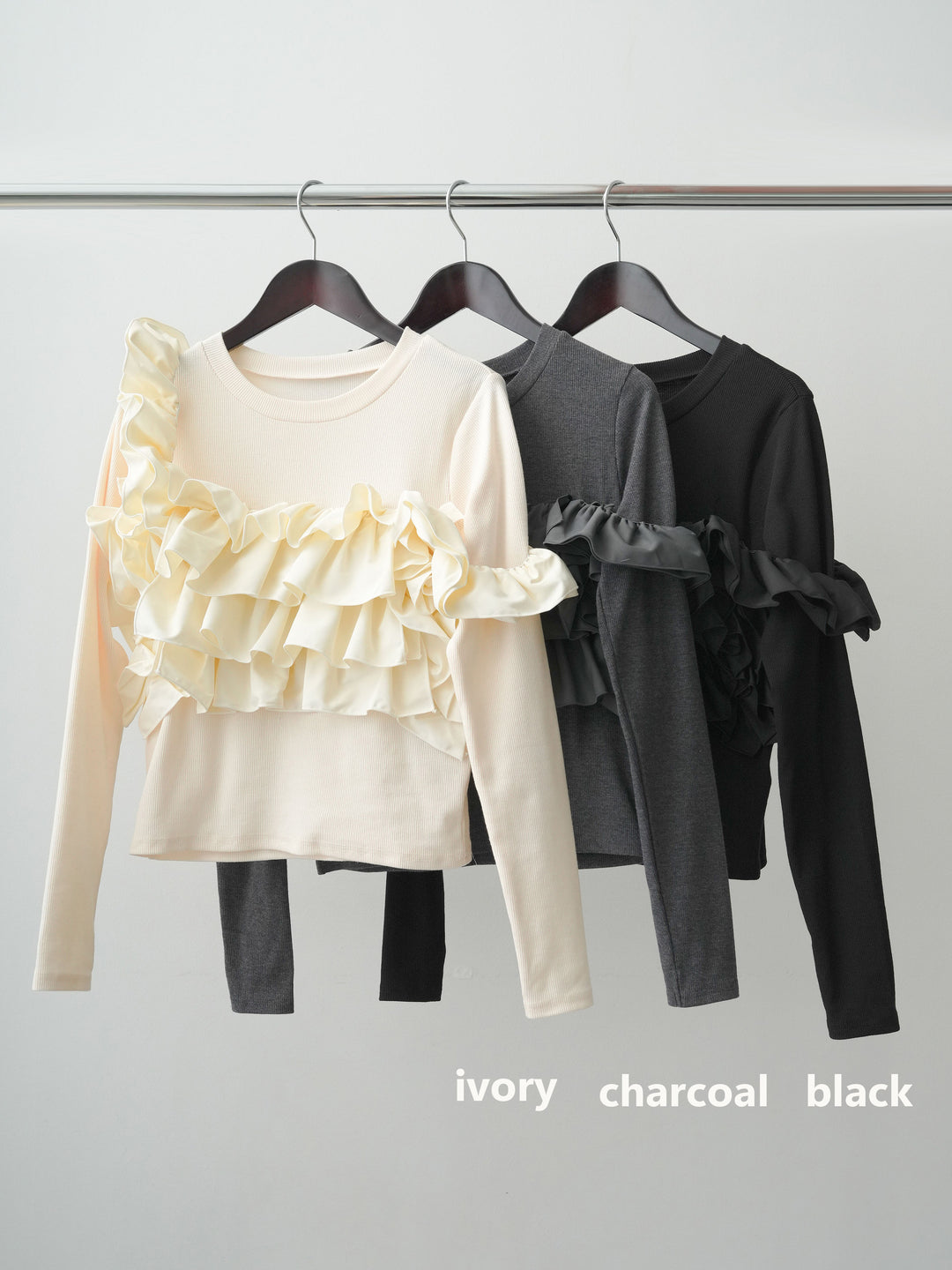 [SET]カットリブマルチWAYトップス+クレープデシンフラップ付きストレートスカート(2set)