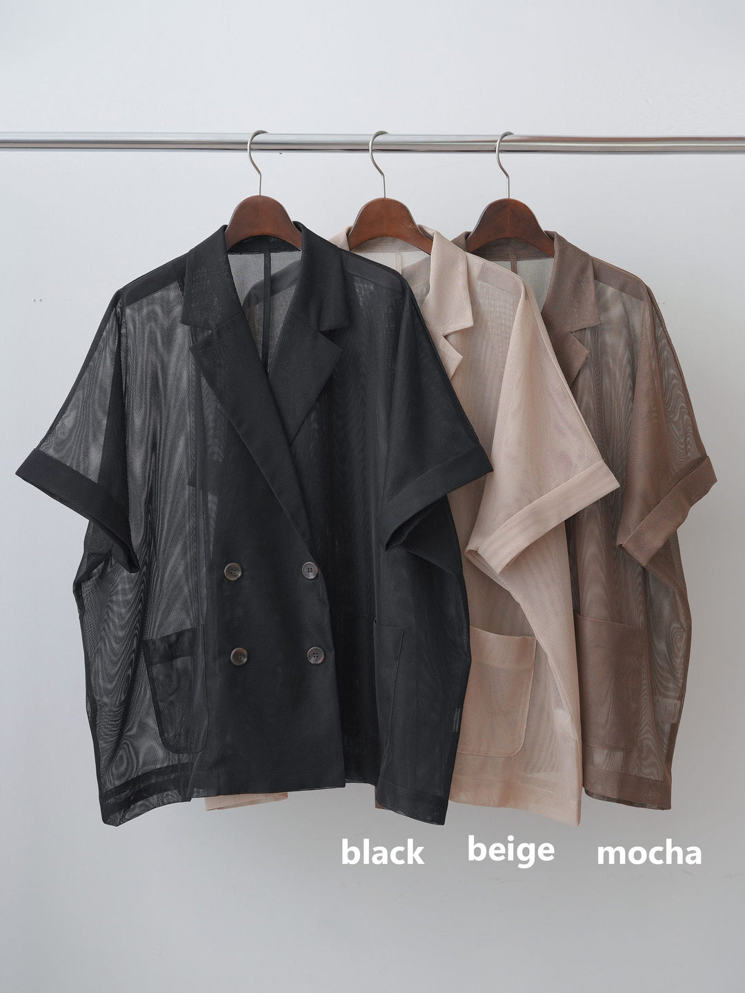 [SET]メッシュハーフWジャケット+ダメージデニムセミワイドパンツ(2set)