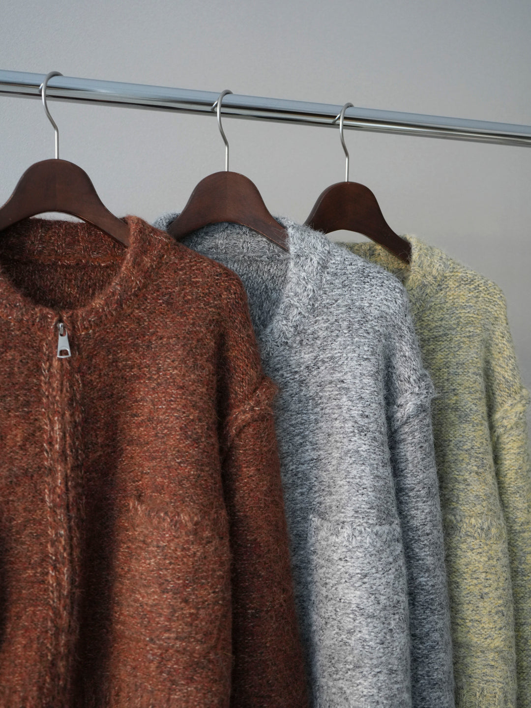 [SET]ミックスヤーンダブルZIPニットカーディガン+ミックスヤーンダブルZIPニットカーディガン(2set)