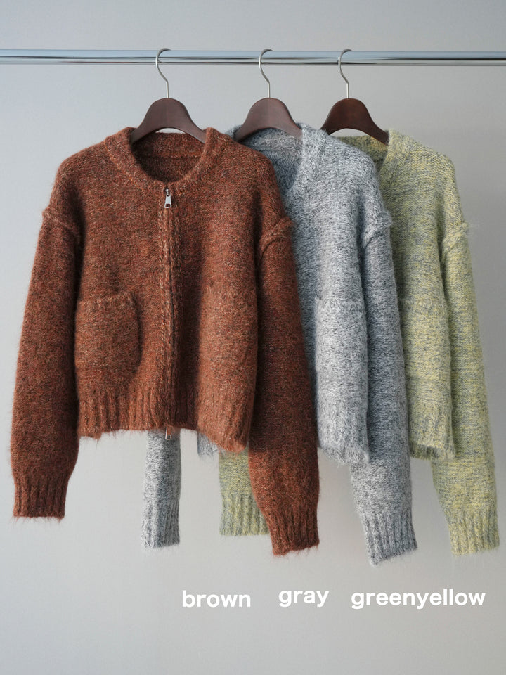 [SET]ミックスヤーンダブルZIPニットカーディガン+ミックスヤーンダブルZIPニットカーディガン(2set)