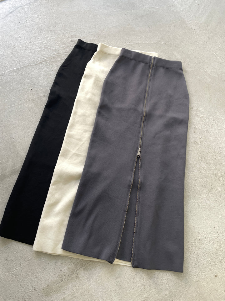 [SET]楊柳ウェーブオーバーシャツ+ダブルストラップカットリブブラキャミソール+フロントジップニットタイトスカート(3set)
