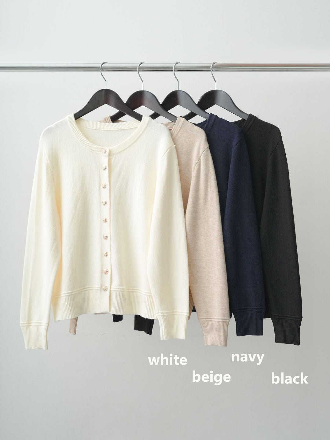 【套裝】金色紐帶針織開襟衫 + 麂皮絨鏤空闊腿褲（兩件組）