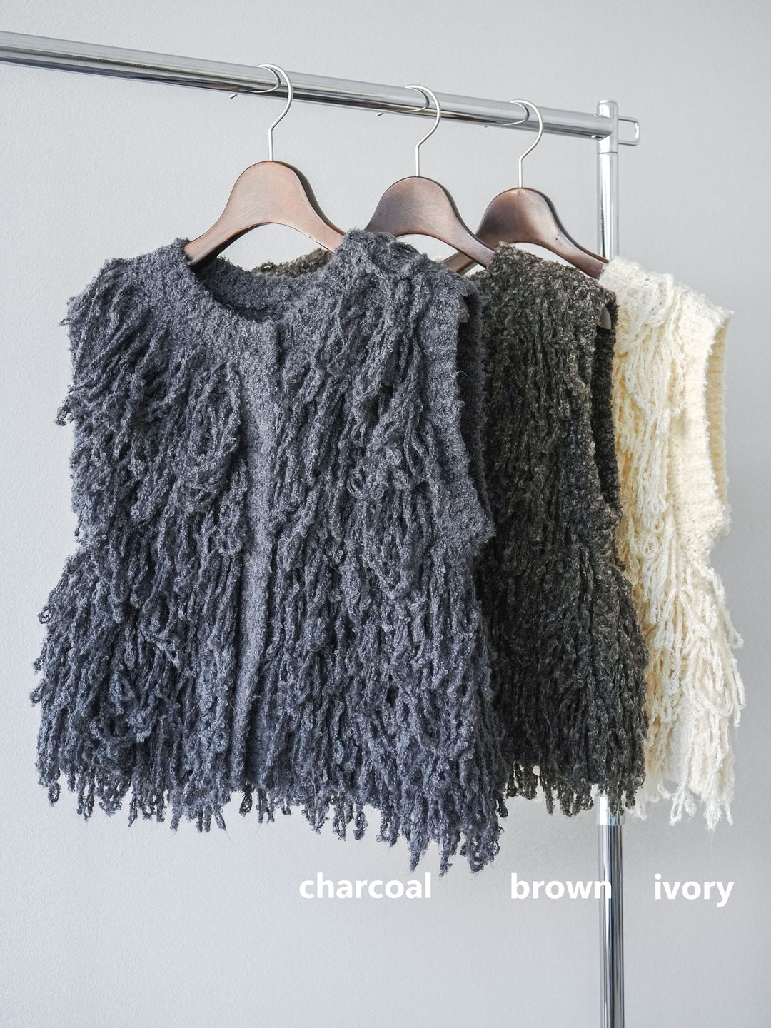 [SET]フリンジループニットベスト+アンティーク柄フロッキーマキシスカート(2set)