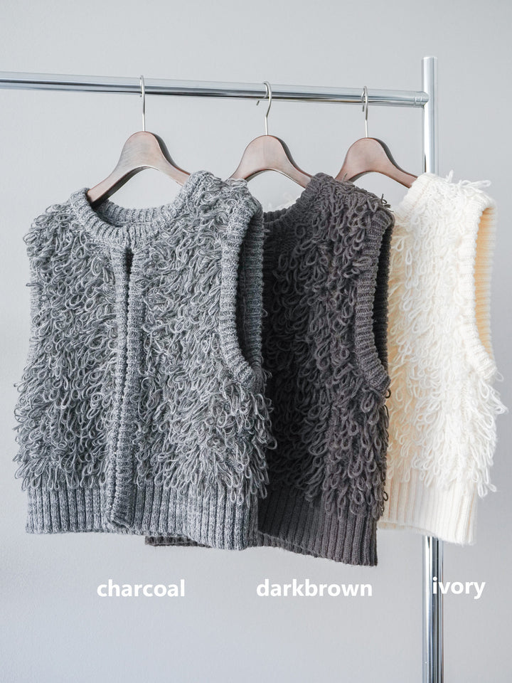 [SET]レザー襟オンブレチェックオーバーシャツ +ループデザインホックベスト +クラッシュベロアナロースカート(3set)