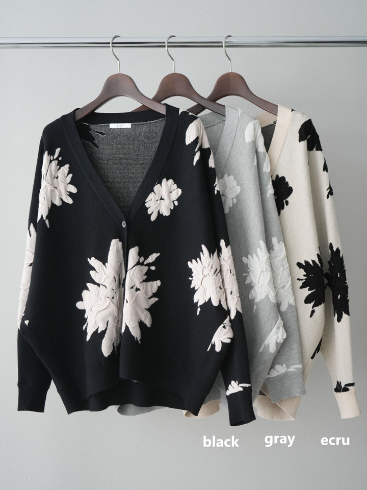 [SET]フラワージャガードニットカーディガン+フラワージャガードニットカーディガン(2set)