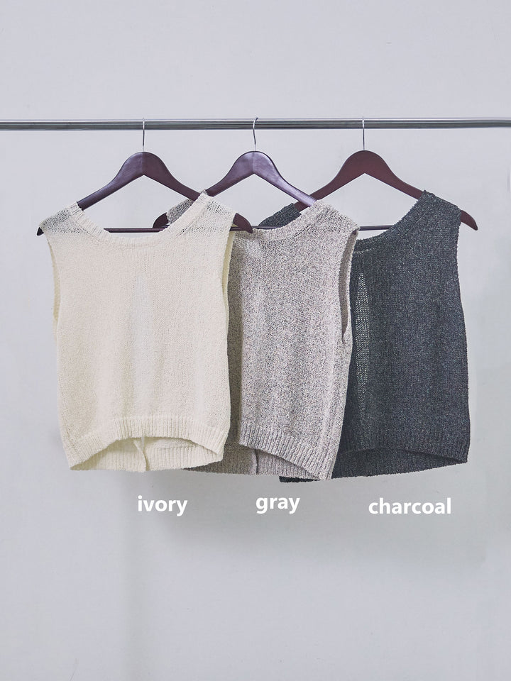 【Allure】[SET]スリーブレスバックスリットニットプルオーバー+スリーブレスバックスリットニットプルオーバー(2set)