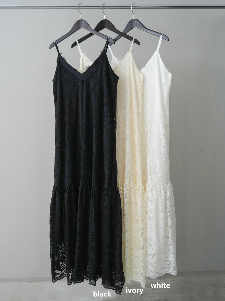 [SET]ギャザー切替レースキャミワンピース+フェイクレザーボウタイブラウス(2set)