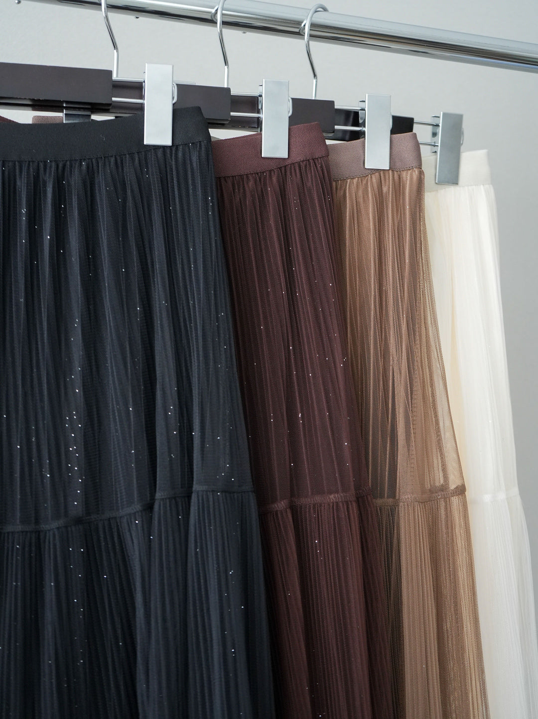 [SET]デニムショートシャツジャケット+ラメプリーツレイヤードチュールロングスカート(2set)