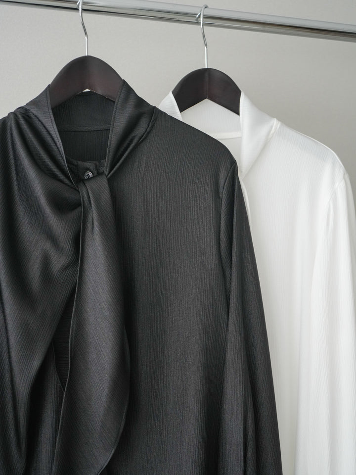 [SET]楊柳シャイニータイブラウス+ベルト付キーホルダーモチーフワイドパンツ(2set)