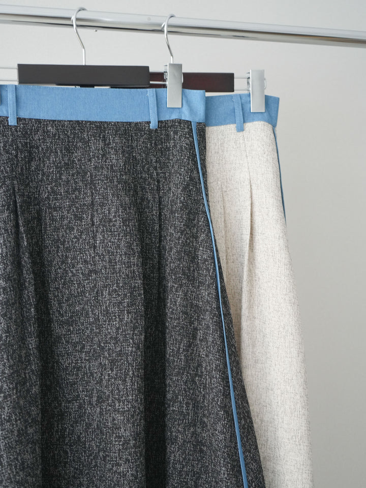 [SET]異素材サマーツイードシャツ+異素材サマーツイードタックフレアスカート(2set)