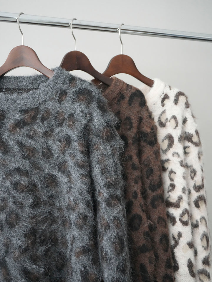 [SET]レオパードシャギーニットプルオーバー+レオパードシャギーニットプルオーバー(2set)