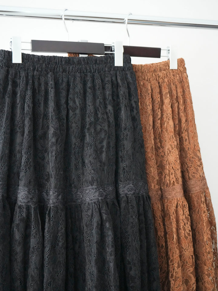 [SET]起毛レースティアードスカート+起毛レースティアードスカート(2set)