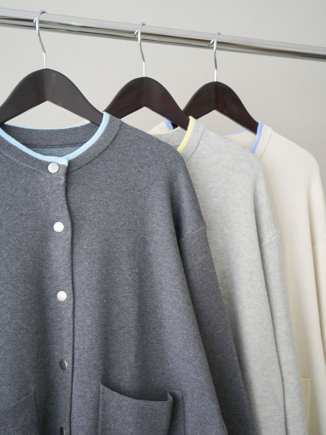 [SET]バイカラーオーバーニットカーディガン+タックベルトループワイドパンツ(2set)