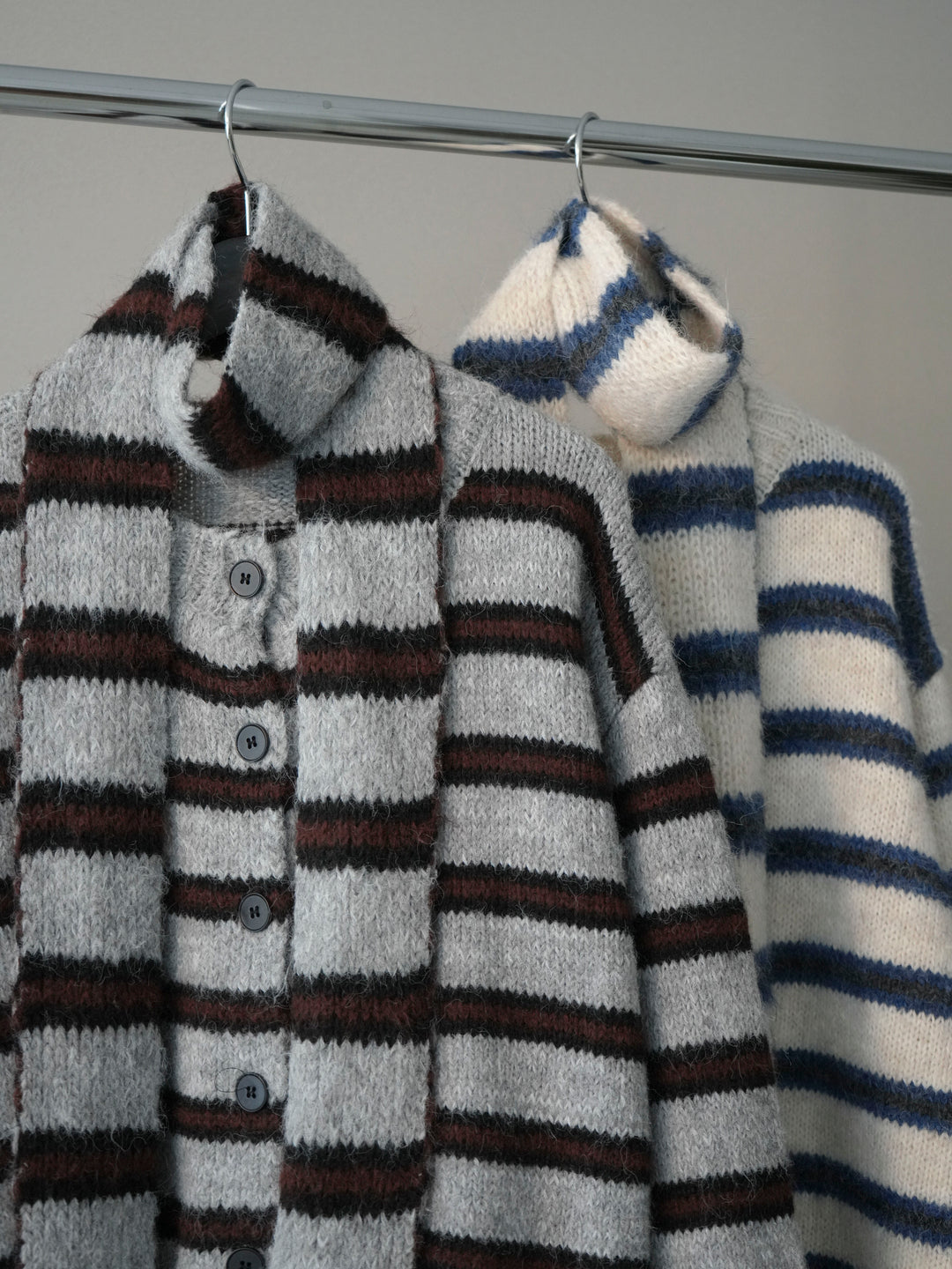 [SET]ボウタイ付きボーダーニットプルオーバー+ボウタイ付きボーダーニットプルオーバー(2set)