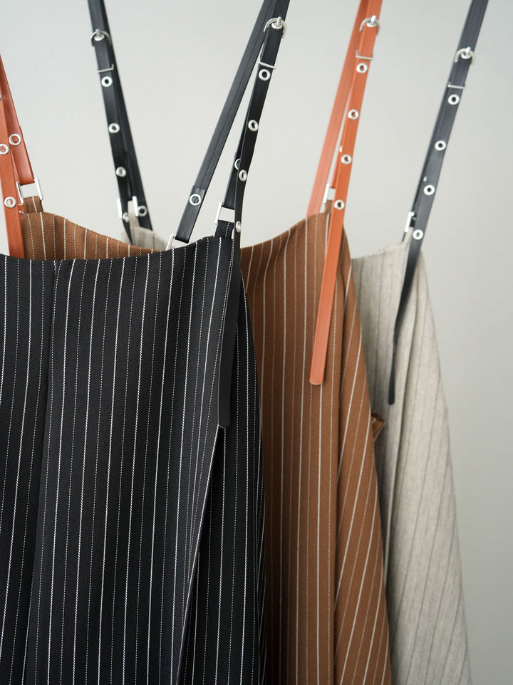 [SET]アシンメトリーチュールストライプジャケット+ヘリンボーンストライプサロペット(2set)