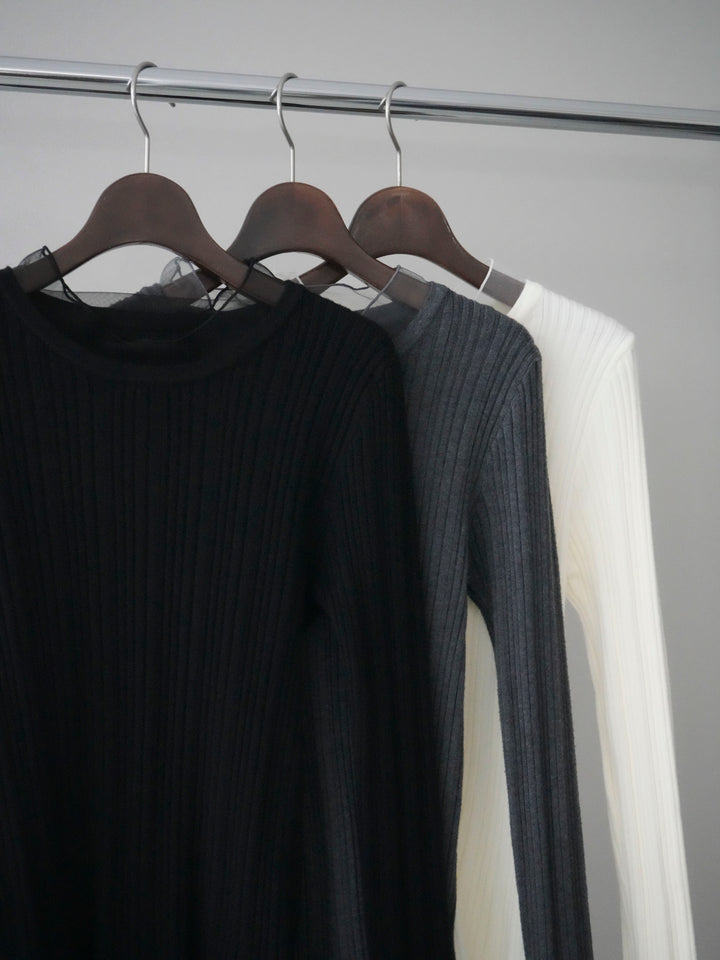 [SET]チュールドッキングリブニットトップス+チュールドッキングリブニットトップス(2set)