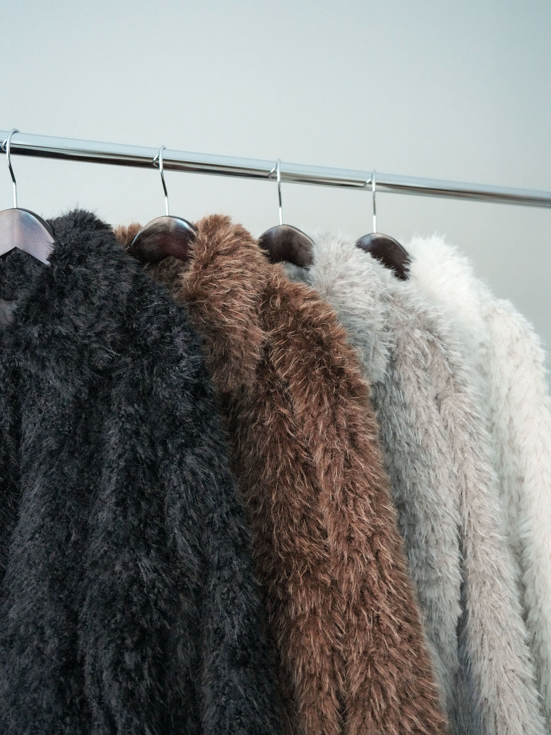 [SET]襟付きブークレミニワンピース+フェイクファー襟付きショートブルゾン(2set)