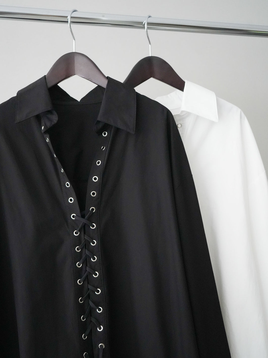 [SET]レースアップブロードシャツ+センターシームフレアパンツ(2set)