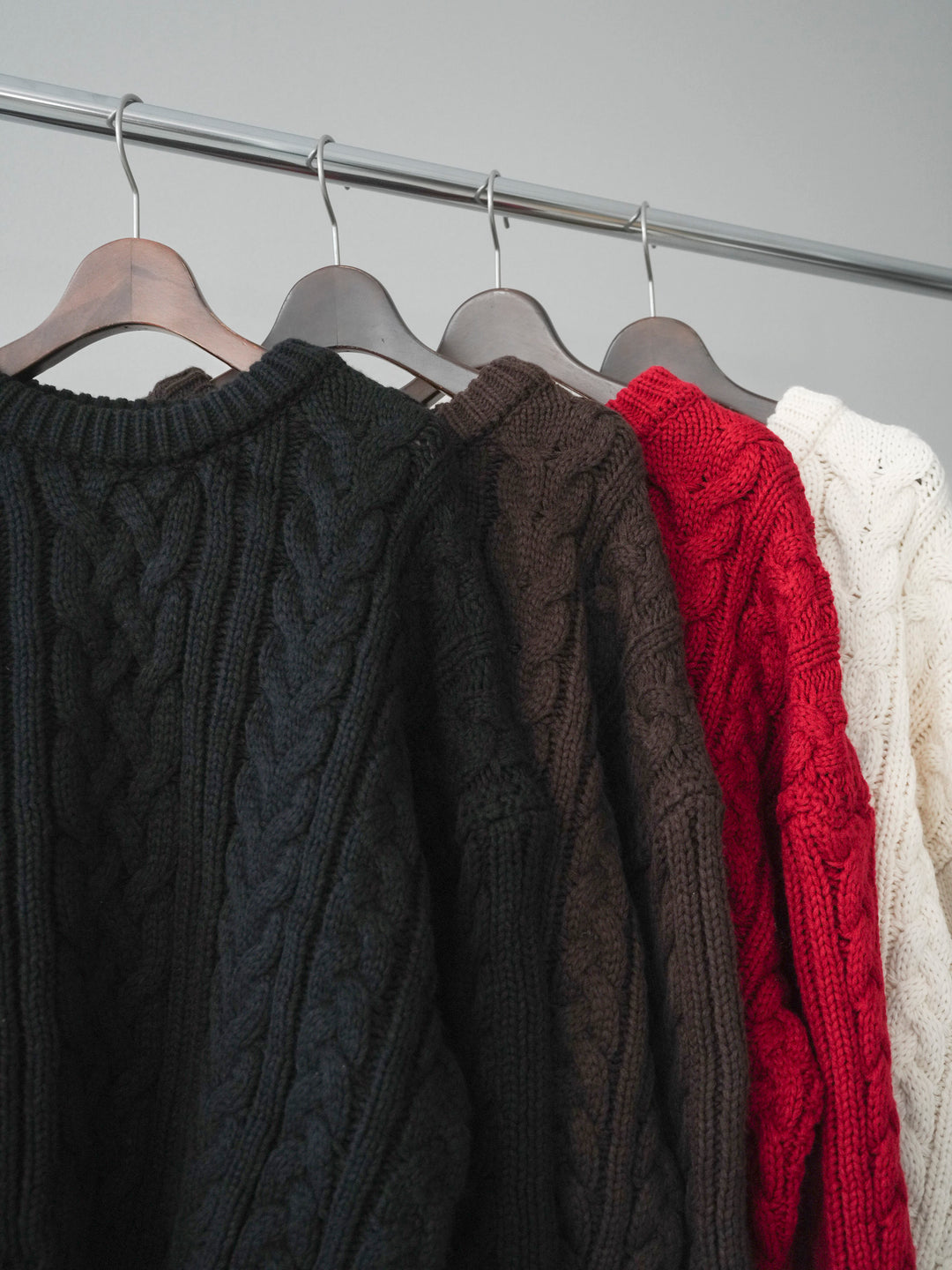 [SET]ボリュームケーブルニットプルオーバー+ベルトループデザインワイドパンツ(2set)