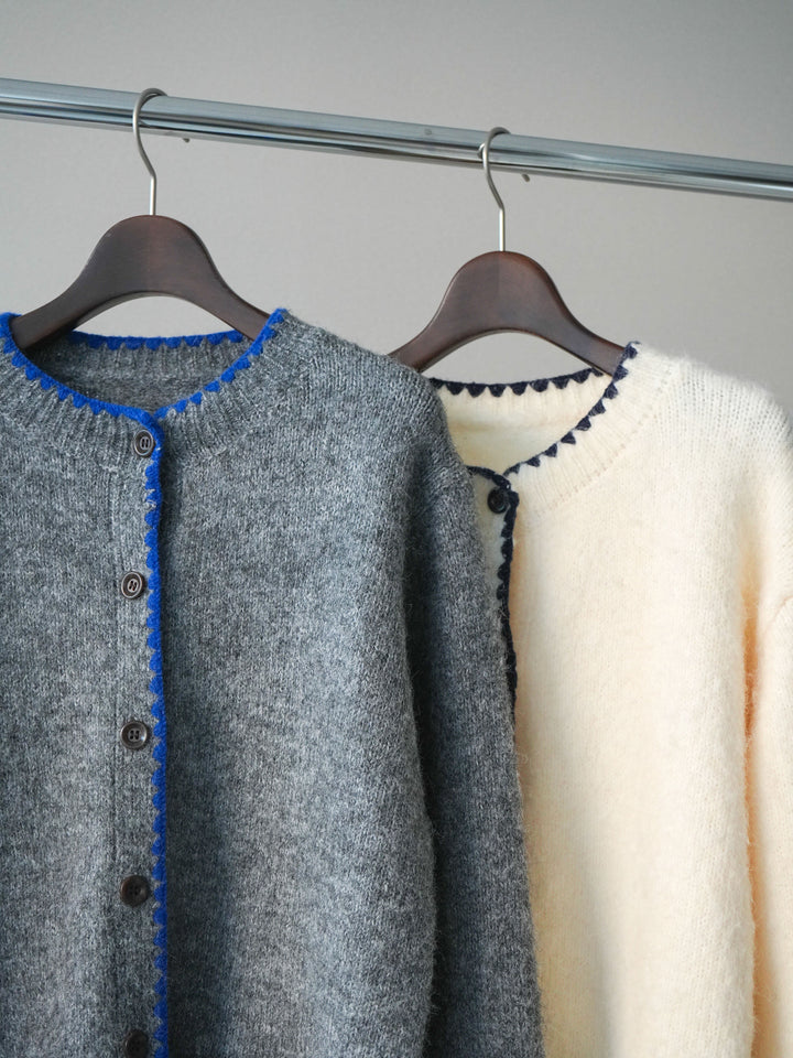 [SET]三角ステッチニットカーディガン+三角ステッチニットカーディガン(2set)