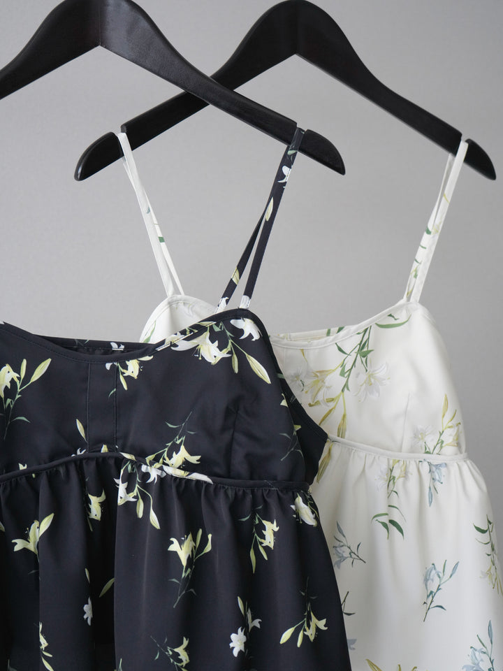 [SET]フラワープリントキャミソール+フラワープリントタックパンツ(2set)