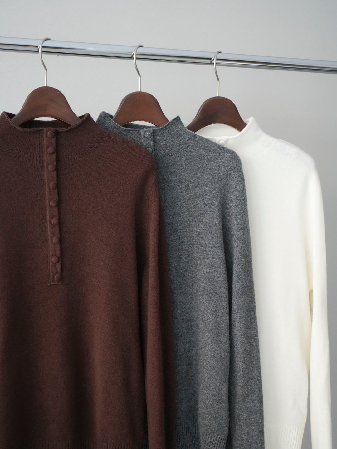 [SET]袖スカラップレースフロントボタンウールニットトップス+袖スカラップレースフロントボタンウールニットトップス(2set)